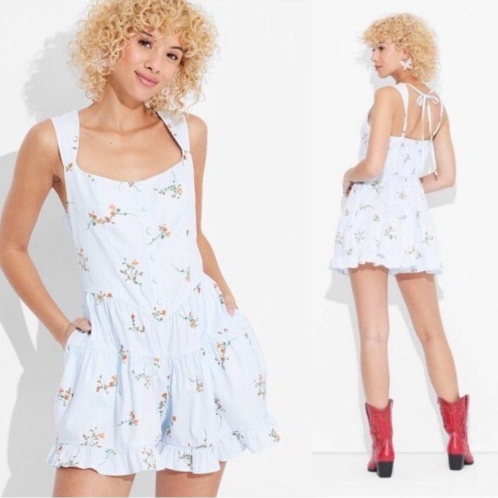 Wild Fable Light Blue Floral Romper XL NWOT